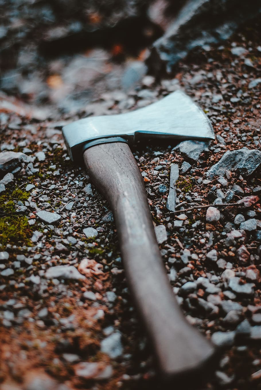 selective focus photography of ax on ground, tree, lumberjack, HD wallpaper