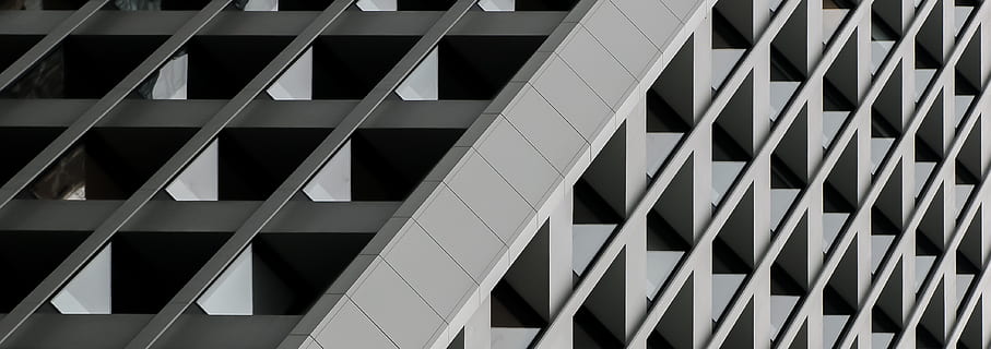 gray concrete building, staircase, banister, handrail, triangle HD wallpaper