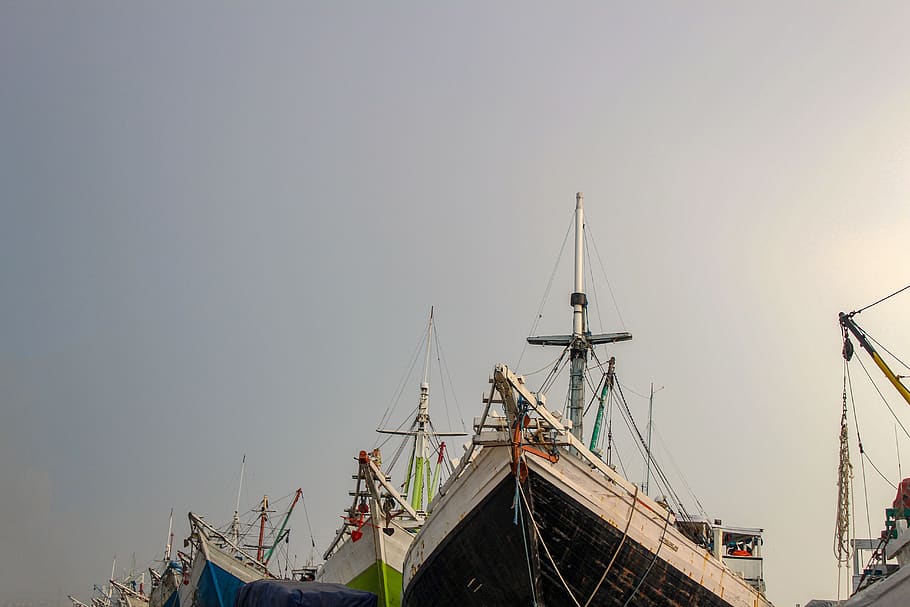 ship, sky, freighter, harbor, vessel, nautical vessel, transportation HD wallpaper