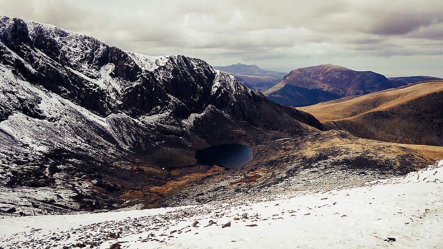Brown and Gray Mountains, clouds, environment, frozen, landscape HD wallpaper