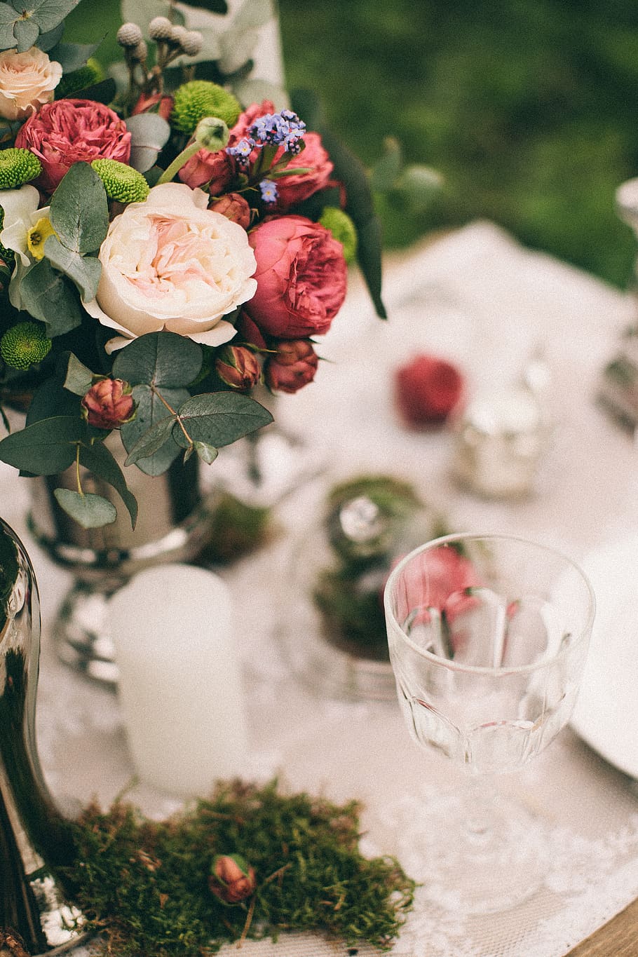 Close-Up Photo of Flowers Near Drinking Glass, beautiful, bloom HD wallpaper