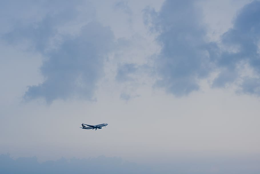 white passenger plane, grey, leisure activities, gliding, adventure HD wallpaper