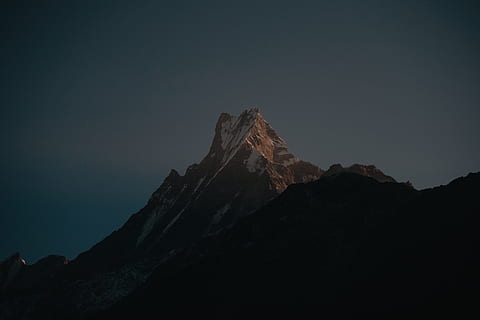 brown mountain during blue hour, nature, outdoors, mountain range HD wallpaper