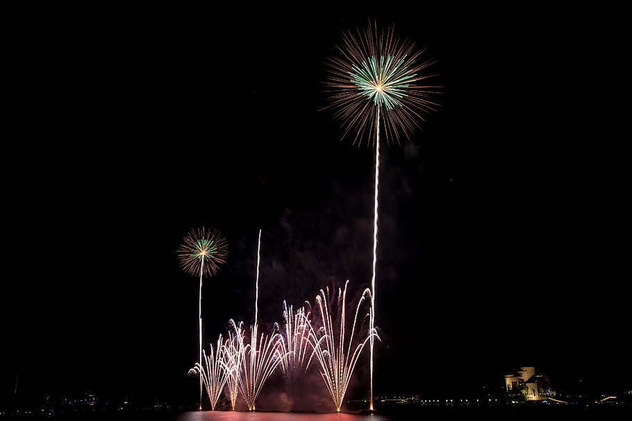 australia, canberra, night, firework, motion, firework display HD wallpaper