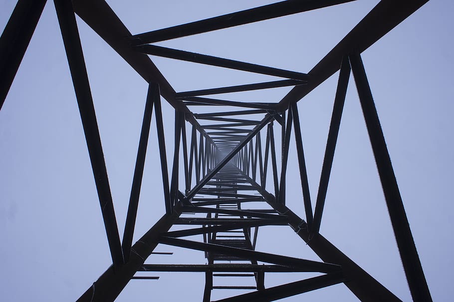 strommast, perspective, winter, low angle view, sky, built structure HD wallpaper