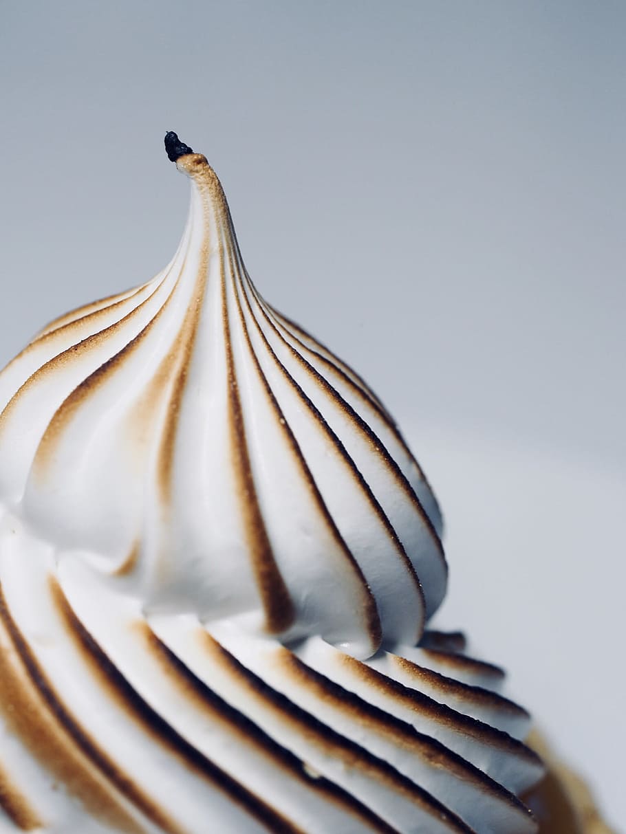 selective focus photograph of sundae, meringue, icing, frosting, HD wallpaper