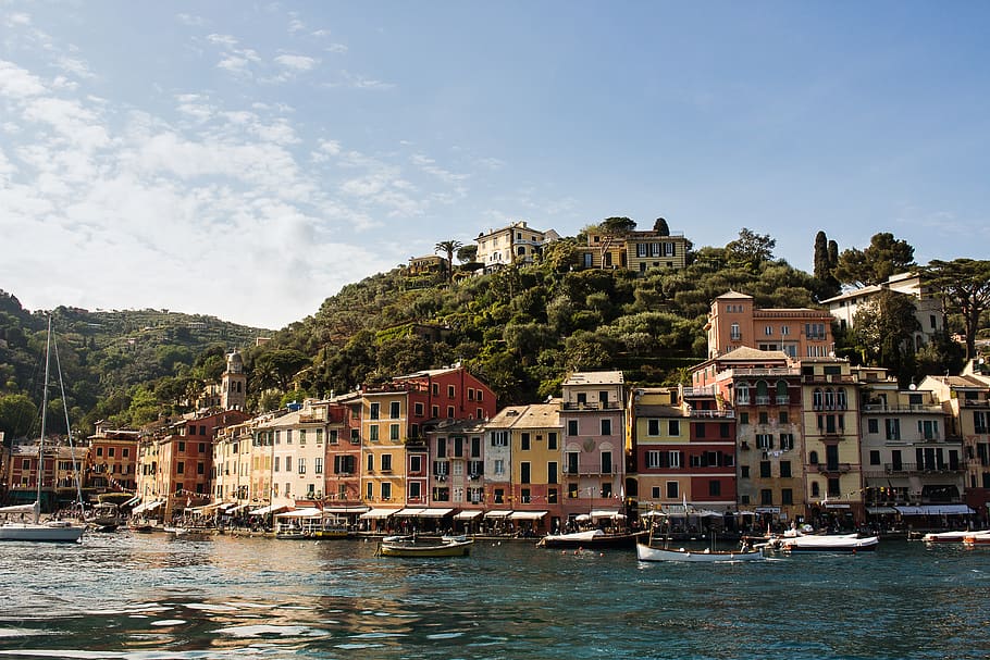 small town, ocean, boat, island, colorful, colorful house, port