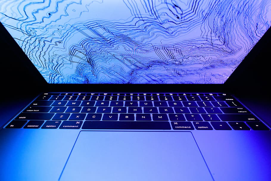 black and blue laptop computer, technology, wireless technology HD wallpaper