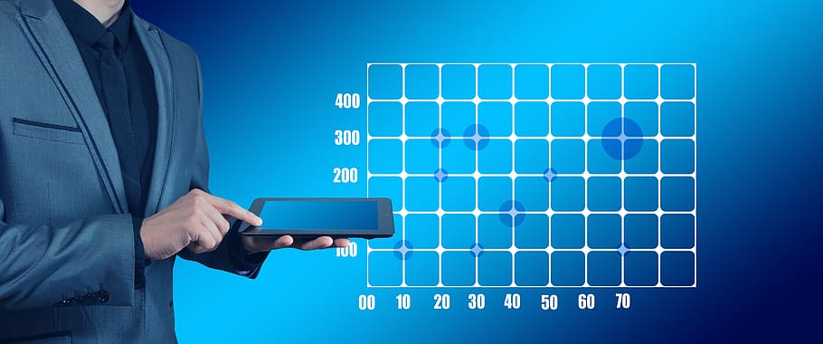 tablet, businessman, touch screen, graphic, trend, profit, loss HD wallpaper