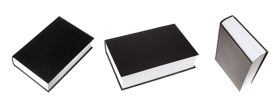 books, white, black, three, top, bottom, side, cut out, blank HD wallpaper