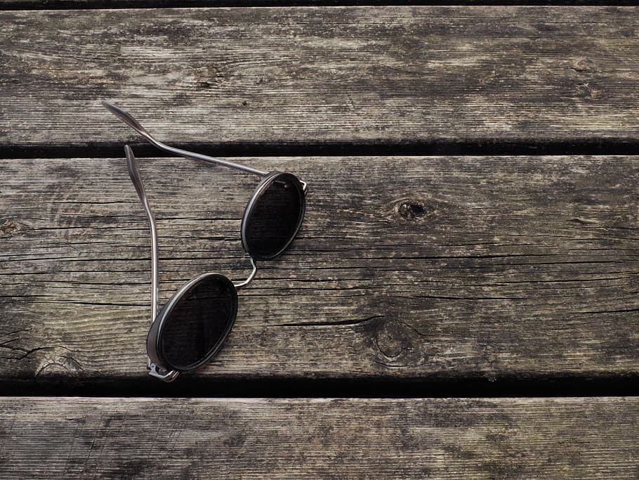 wood, sunglass, wood - material, table, still life, no people HD wallpaper