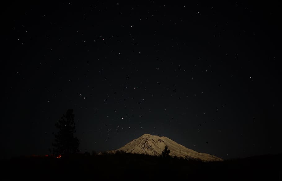white mountain during nighttime, star - space, sky, scenics - nature HD wallpaper