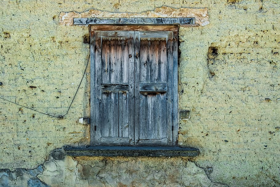 window, wall, old, dirty, weathered, aged, decay, grungy, mazotos HD wallpaper
