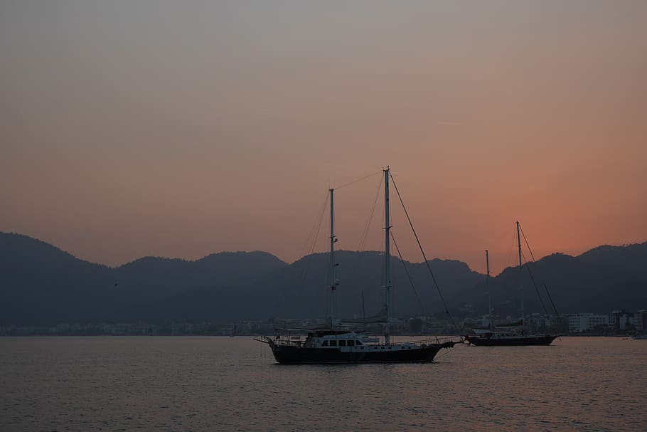 marmaris, sunset, turkey, ship, sea, nautical vessel, transportation
