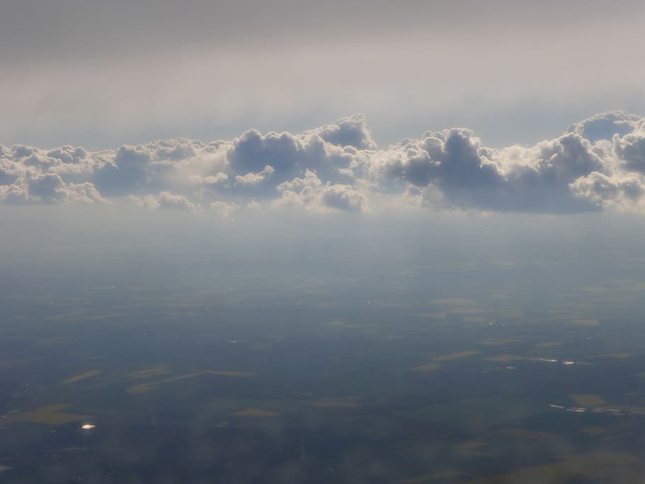 sky, plane, clouds, cloud - sky, beauty in nature, tranquility HD wallpaper