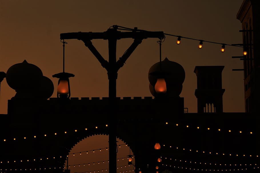 silhouette, architecture, illuminated, built structure, lighting equipment HD wallpaper