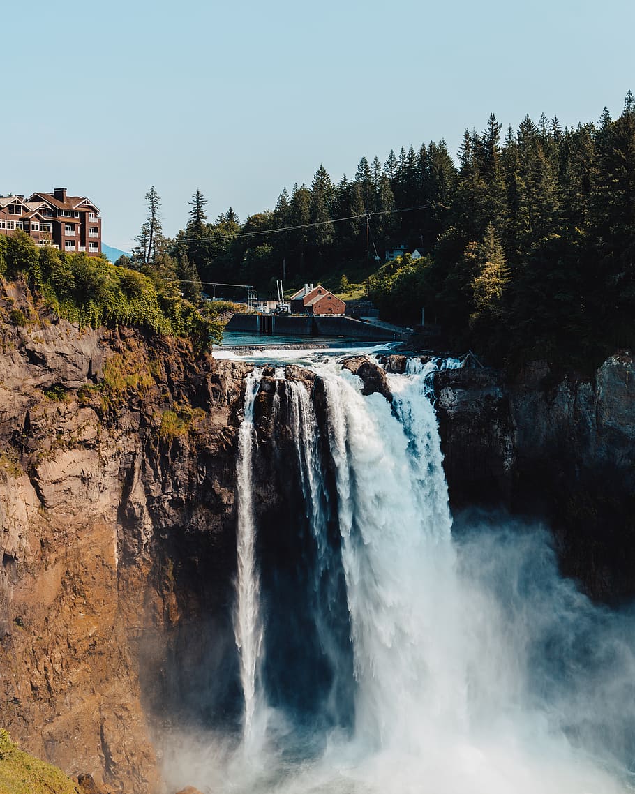 waterfall views, tree, plant, motion, scenics - nature, beauty in nature HD wallpaper