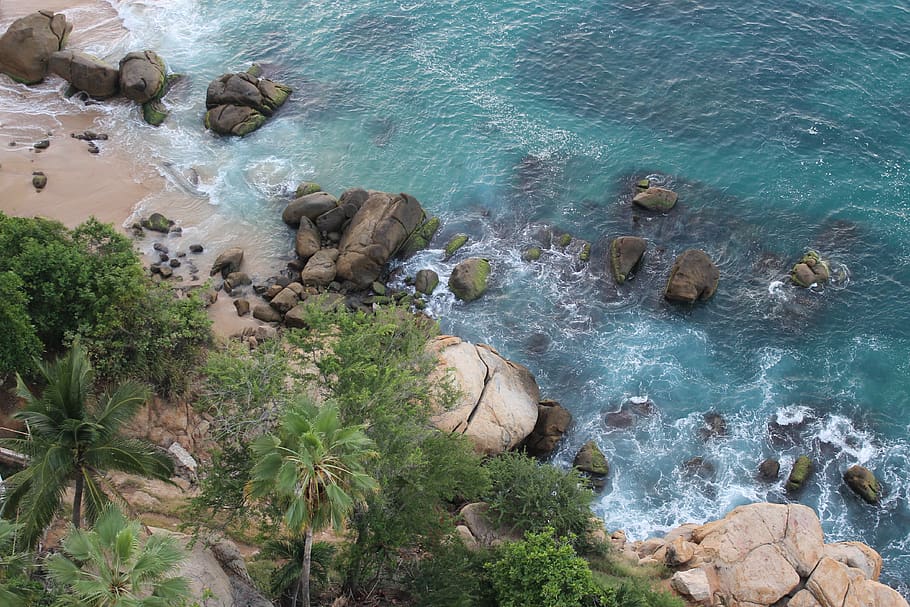 acapulco, beach, mexico, landscape, water, sea, rock, rock - object, HD wallpaper