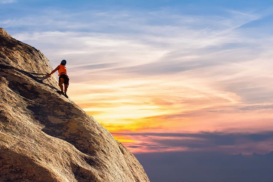 Person Climbing on Mountain, action, adventure, challenge, climber HD wallpaper