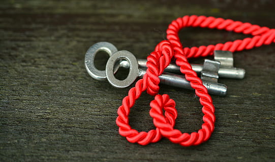 Two Gray Skeleton Keys on Gray Surface, blur, close-up, knot HD wallpaper