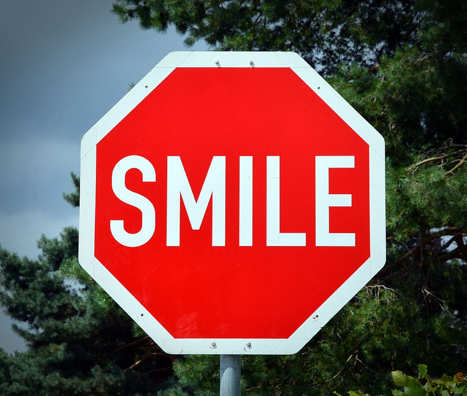 Red and White Smile Signage, attention, danger, forbidden, guidance