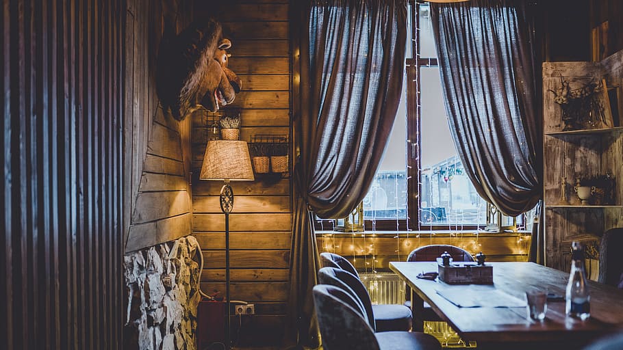 brown wooden dining set, indoors, no people, window, architecture HD wallpaper