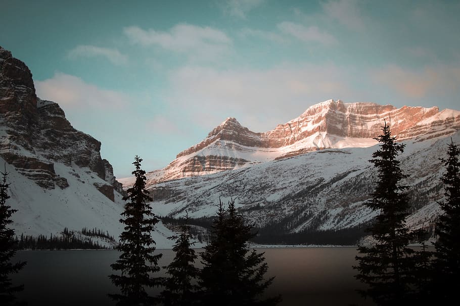 mountain covered with snow, alps, outdoors, nature, canada, banff HD wallpaper