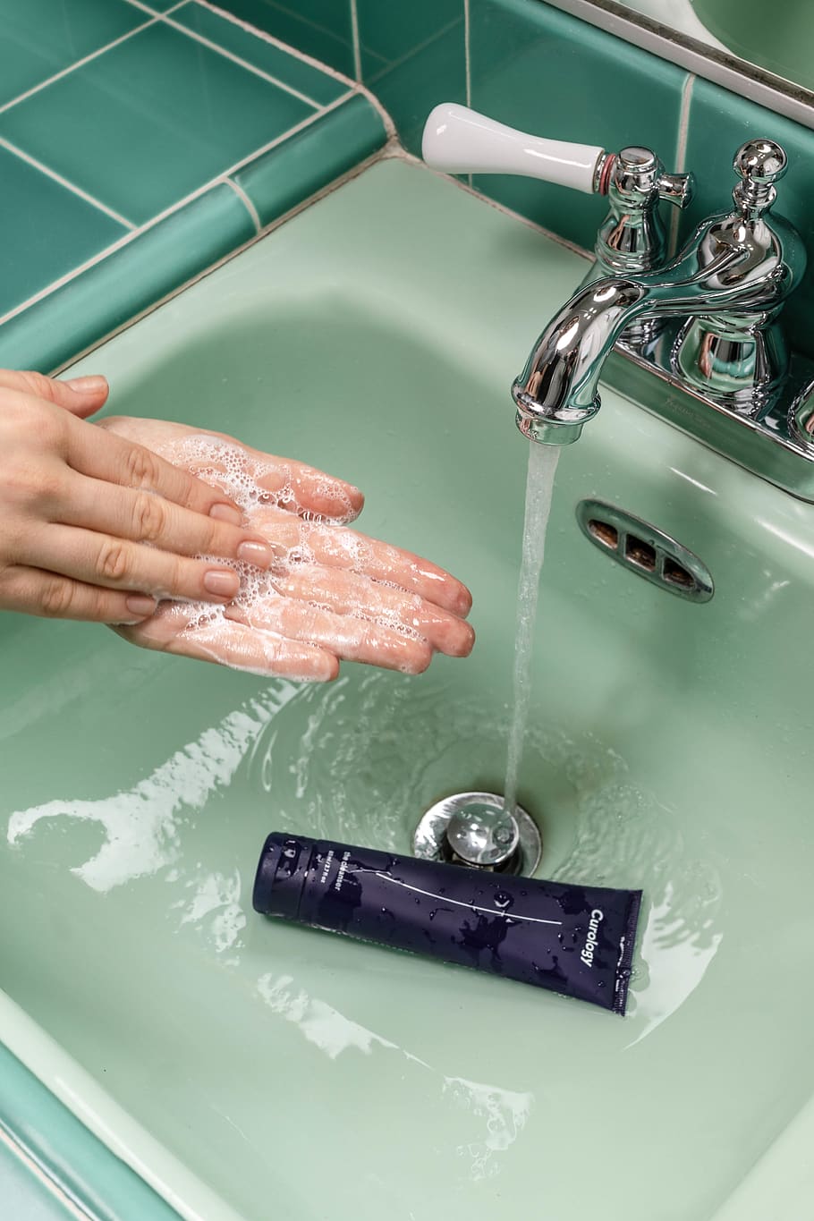 person washing hands on sink, human hand, hygiene, human body part, HD wallpaper