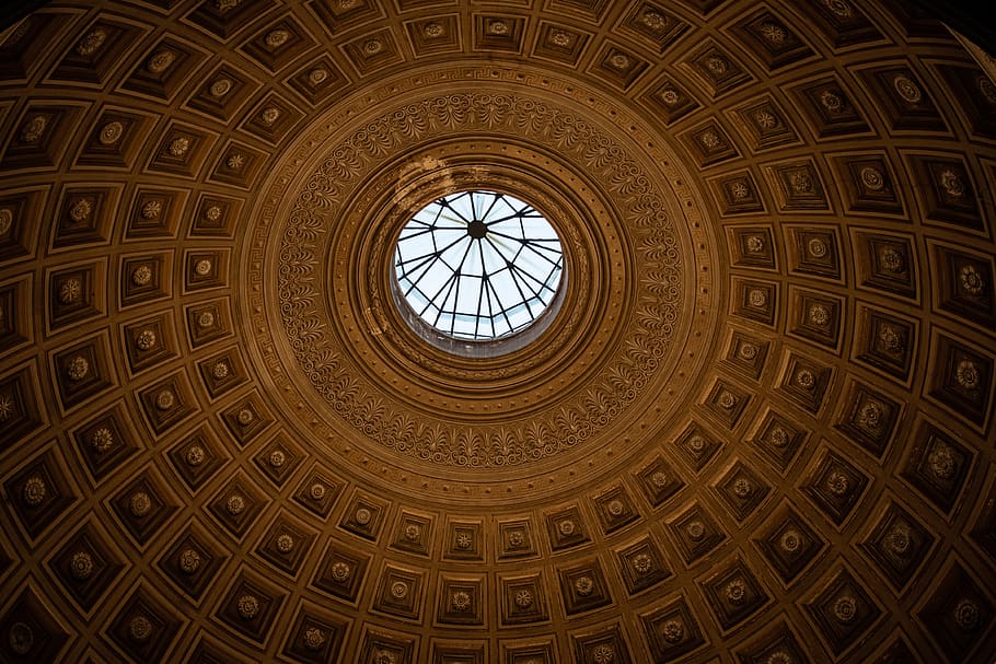 dome ceiling, built structure, architecture, low angle view, pattern HD wallpaper