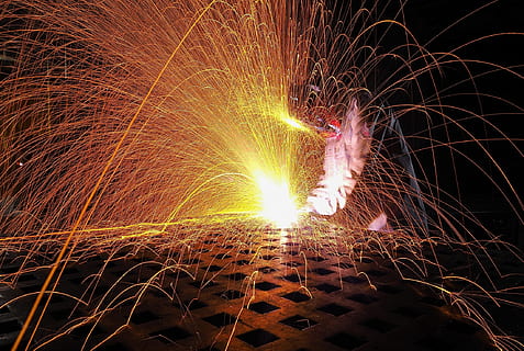 Welding Process, abstract, bright, construction, danger, dark HD wallpaper
