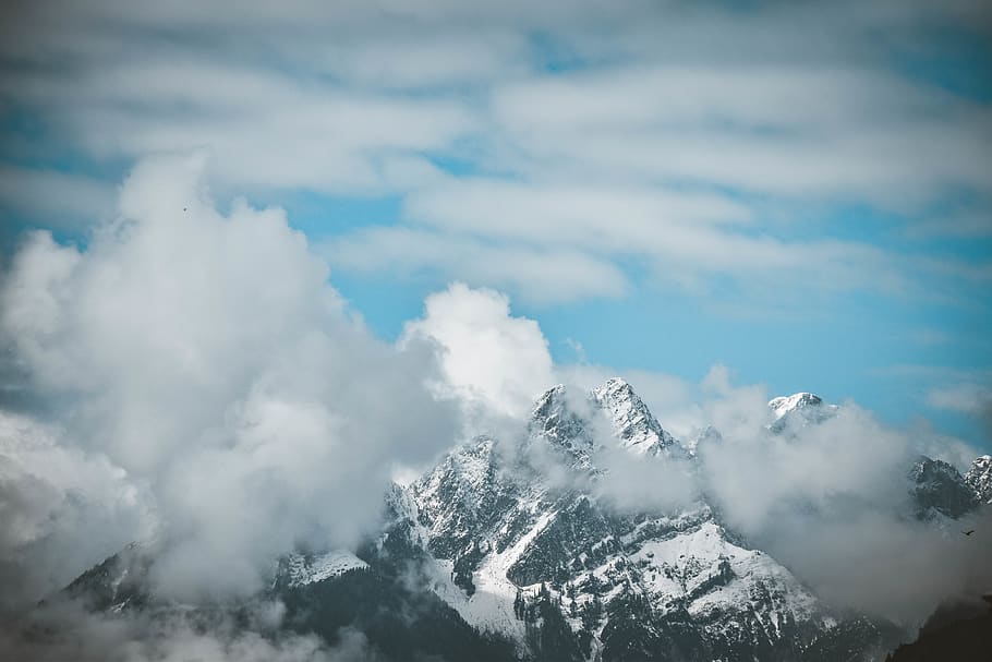Mountain Covered With Clouds, cold, daylight, fog, HD wallpaper HD wallpaper