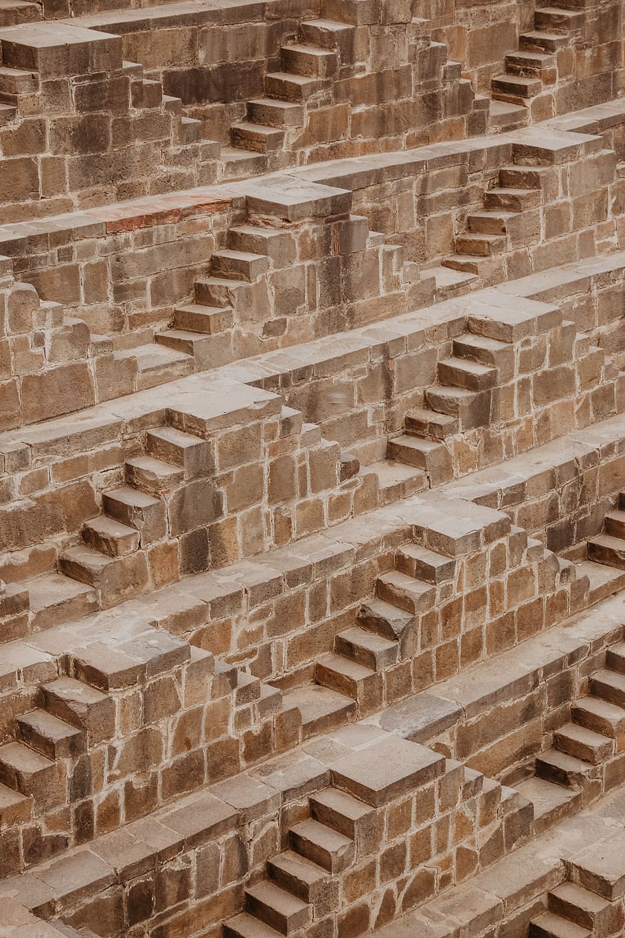 brown concrete wall, india, brick, architecture, step, flagstone HD wallpaper