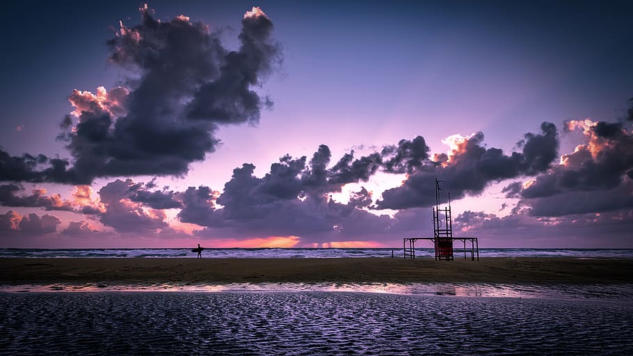 Body of Water Under Cloudy Sky, beach, cloud formation, clouds HD wallpaper