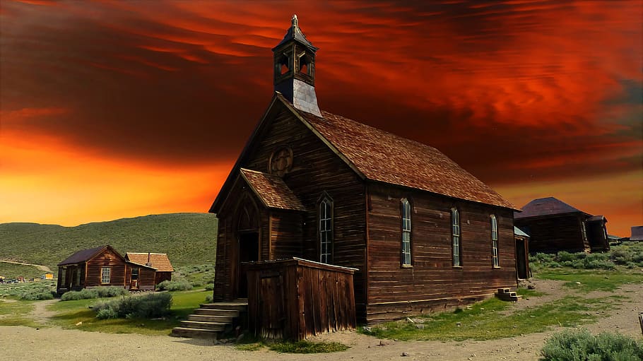 village, ghost, bodie, building, church, california, usa, old HD wallpaper