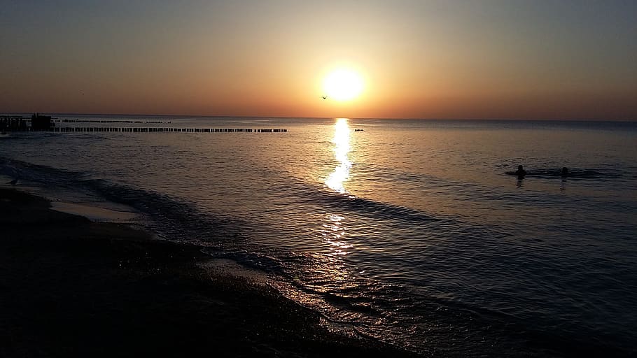 sea, sunset, sky, clouds, the horizon, twilight, landscape HD wallpaper