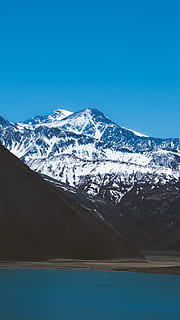 snowcapped mountain under blue sky, nature, outdoors, mountain range HD wallpaper