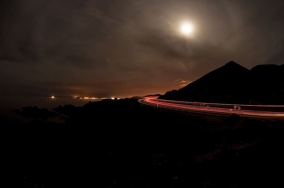 peru, ilo district, night, moon, sky, cloud - sky, nature, illuminated HD wallpaper