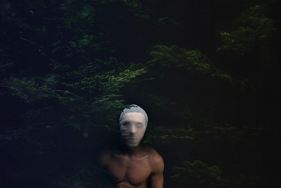 poland, boy, dark, trees, forest, man, darkness, body, shirtless HD wallpaper