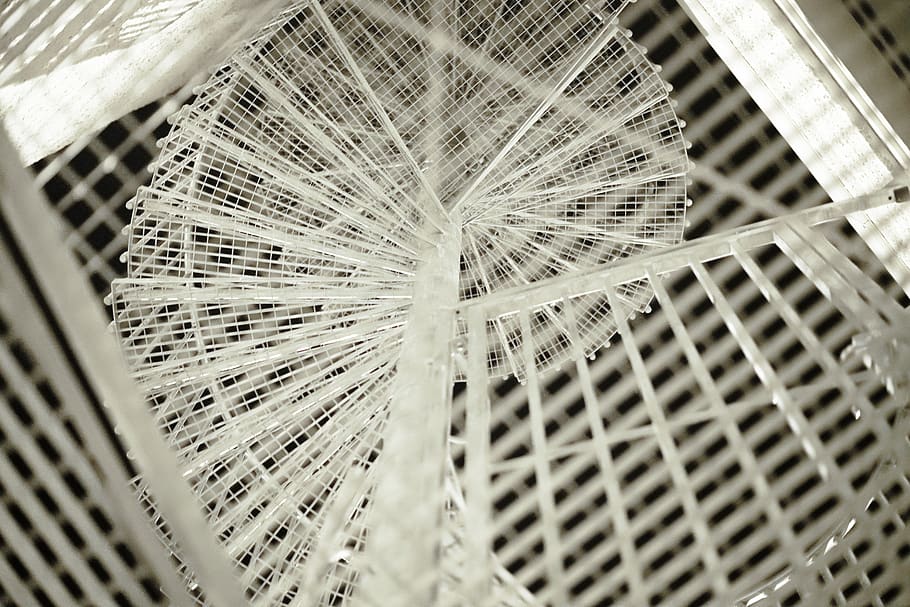 stairs, spiral stairs, white, 50mm, metal, paint, close-up HD wallpaper