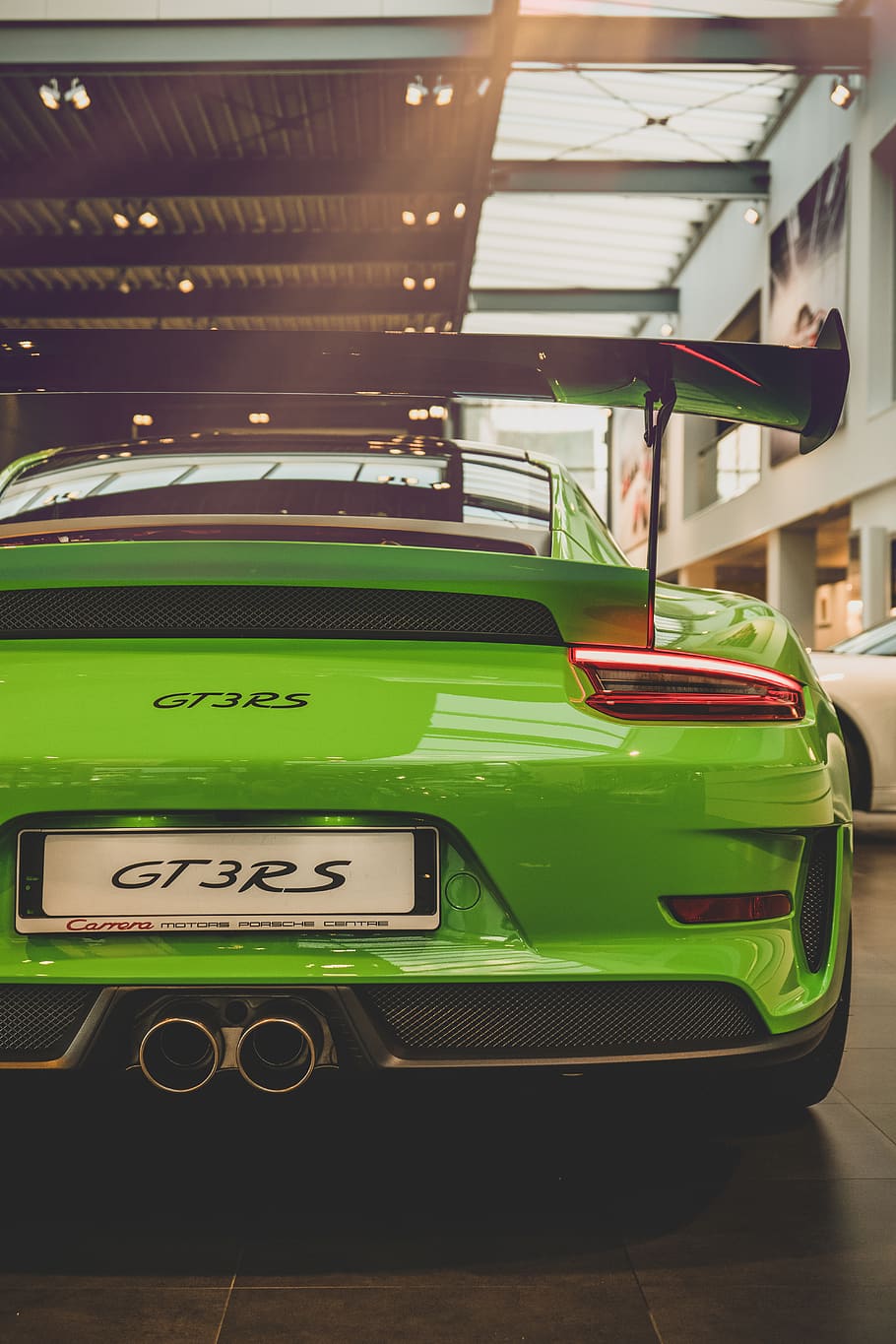 green GT3RS sports car, vehicle, transportation, automobile, tire