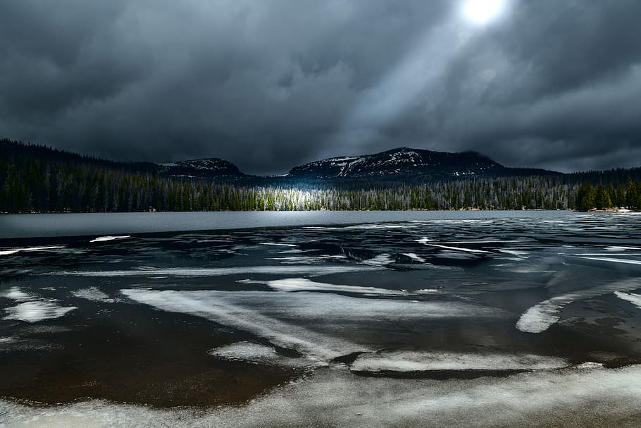 winter, lake, utah, mountain, cloud - sky, water, scenics - nature HD wallpaper