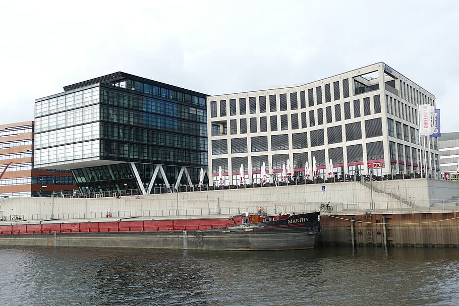 bremen, weser, river, ship, port, city, architecture, modern HD wallpaper