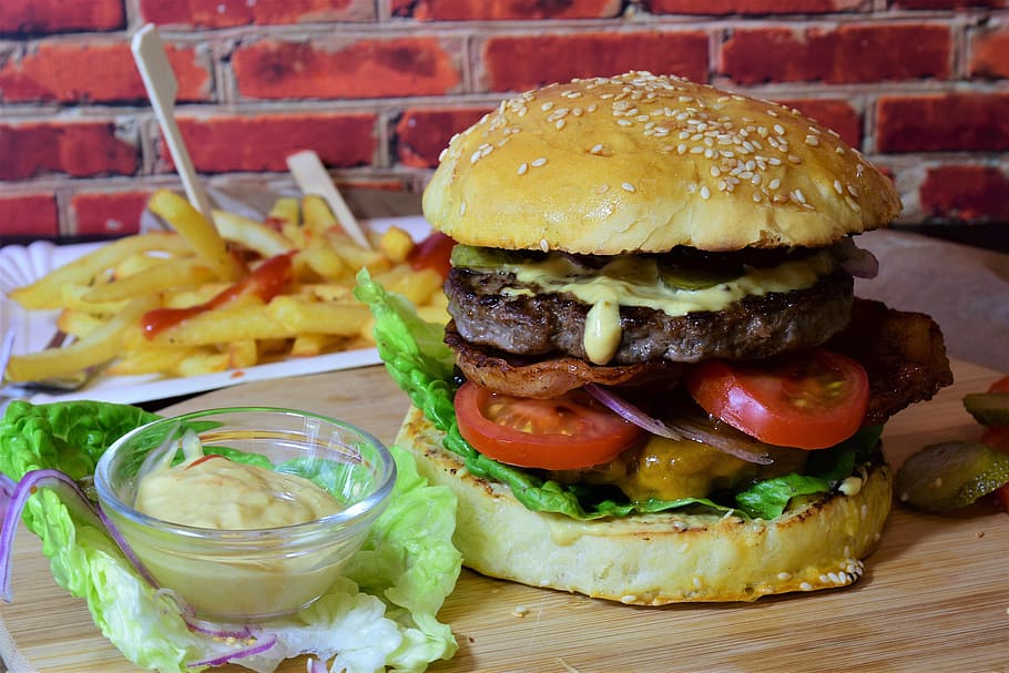 burger, hamburger, bbq, cheeseburger, roll, meat, fast food HD wallpaper