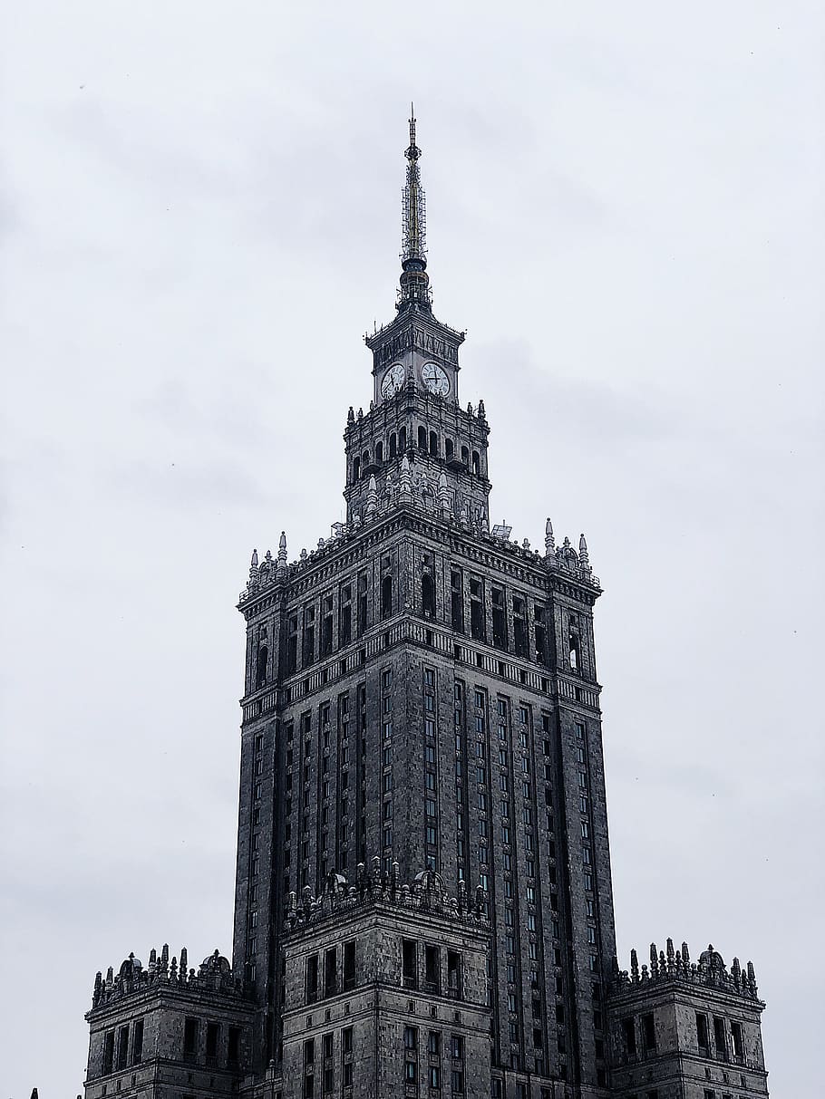 gray tower buildings, architecture, steeple, spire, clock tower HD wallpaper