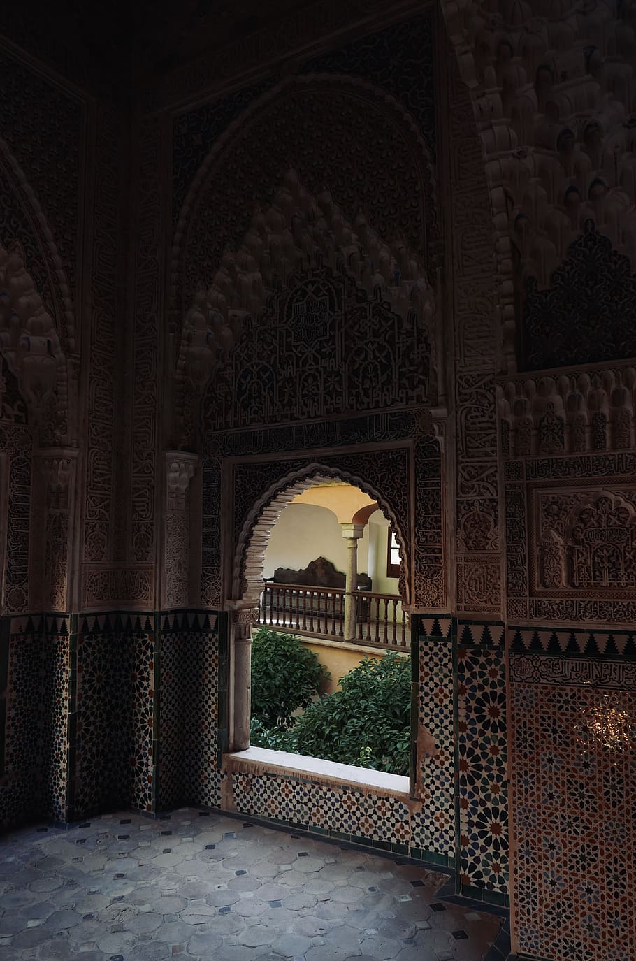 spain, granada, alhambra, castle, window, arabic, arch, architecture
