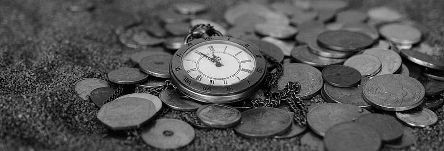 HD wallpaper: Silver Round Coins, antique, black-and-white, money, pocket  watch | Wallpaper Flare