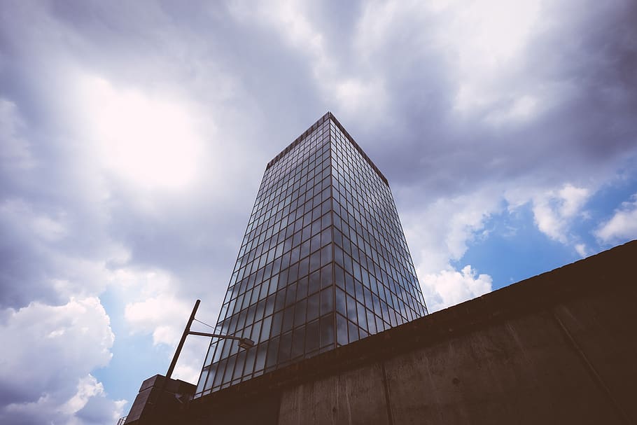 High-rise Building, architecture, clouds, downtown, glass items HD wallpaper