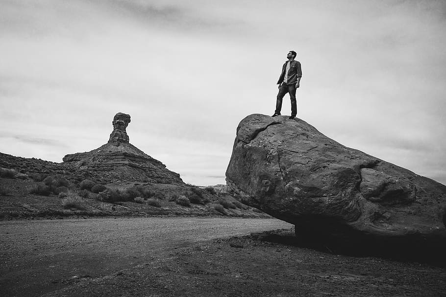 rock, one person, rock - object, real people, full length, solid HD wallpaper