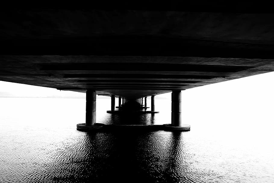 pier, under, construction, pillars, sea, water, lake, river HD wallpaper
