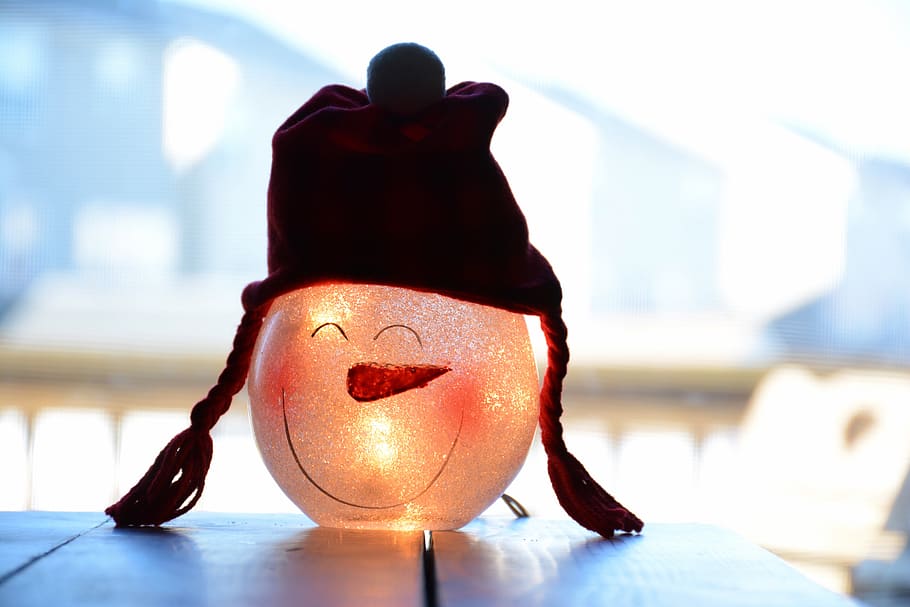 Snowman Head Decor, background, blur, blurred background, close-up HD wallpaper